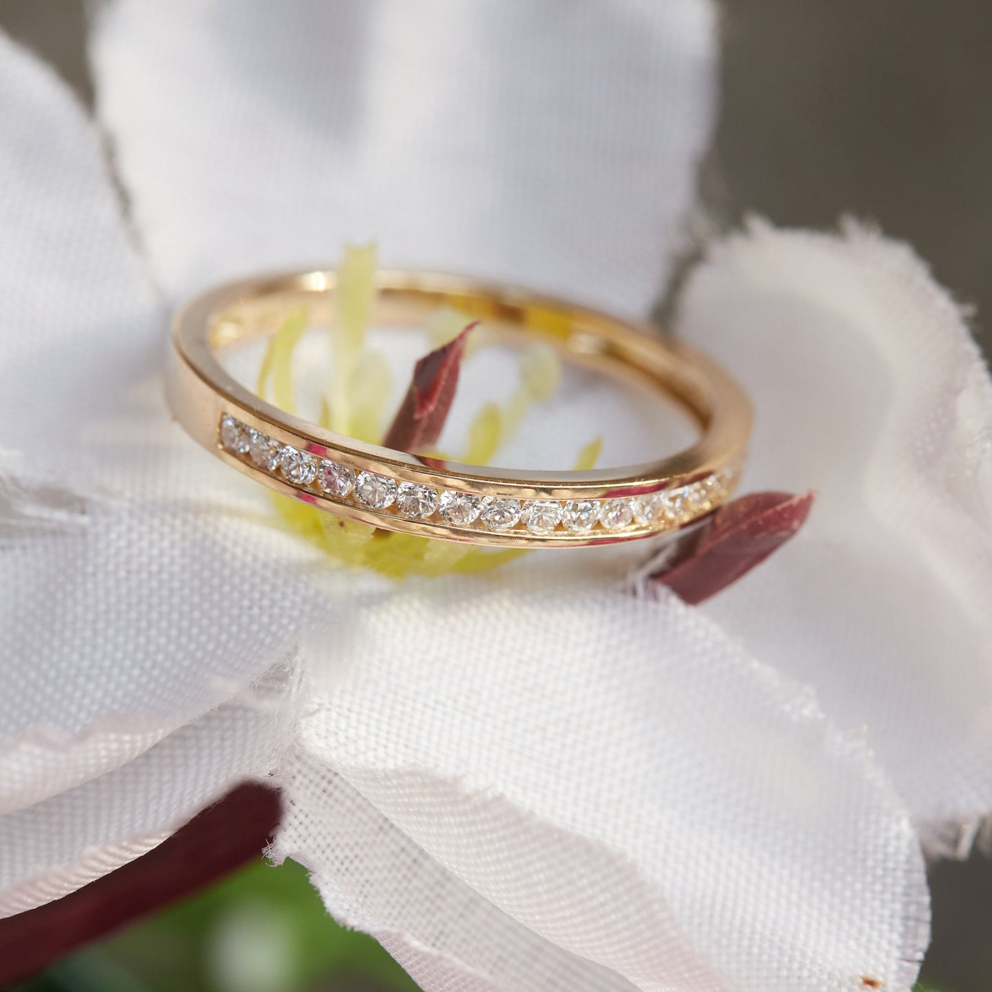 Women’s 0.20 Ct Diamond Half Eternity Stackable Wedding Band in 14K Yellow Gold