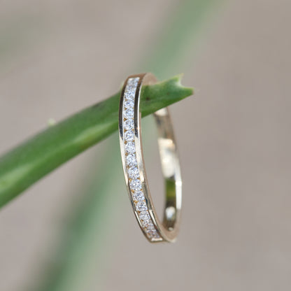 Women’s 0.20 Ct Diamond Half Eternity Stackable Wedding Band in 14K Yellow Gold