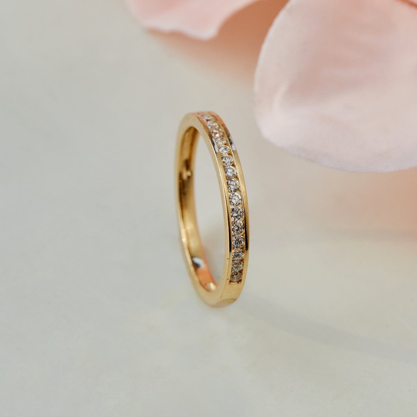 Women’s 0.20 Ct Diamond Half Eternity Stackable Wedding Band in 14K Yellow Gold