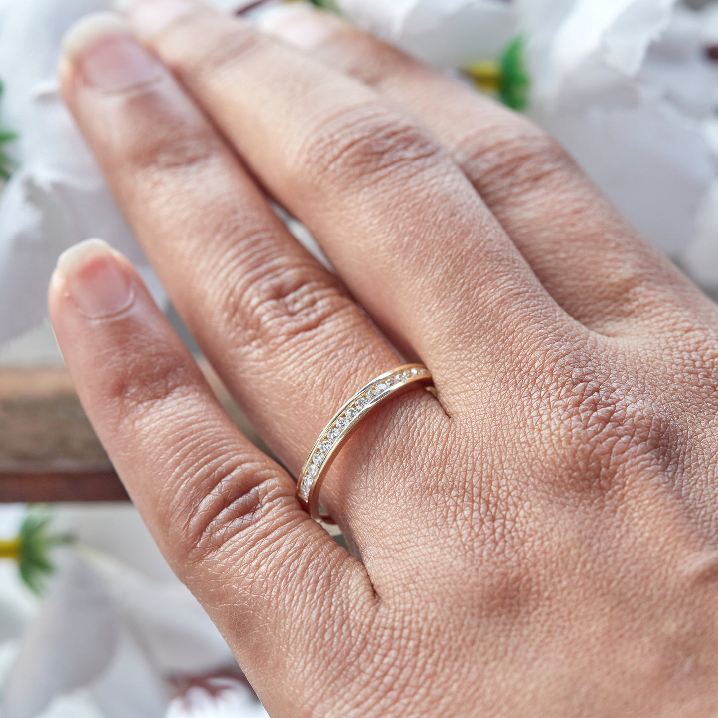 Women’s 0.20 Ct Diamond Half Eternity Stackable Wedding Band in 14K Yellow Gold