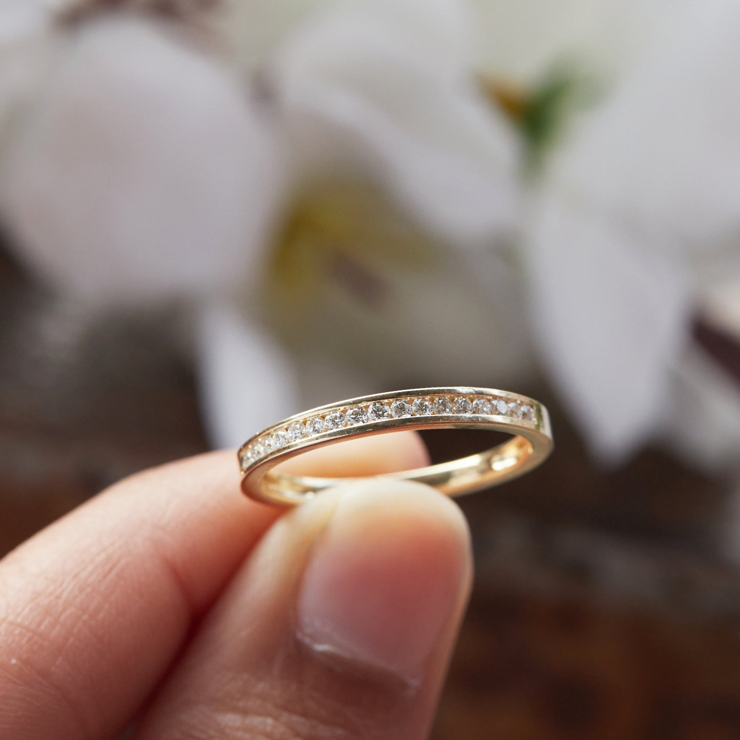 Women’s 0.20 Ct Diamond Half Eternity Stackable Wedding Band in 14K Yellow Gold