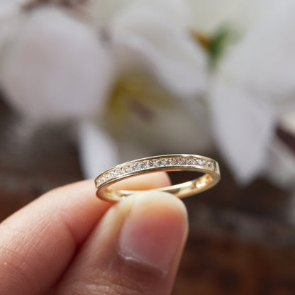 Women’s 0.20 Ct Diamond Half Eternity Stackable Wedding Band in 14K Yellow Gold