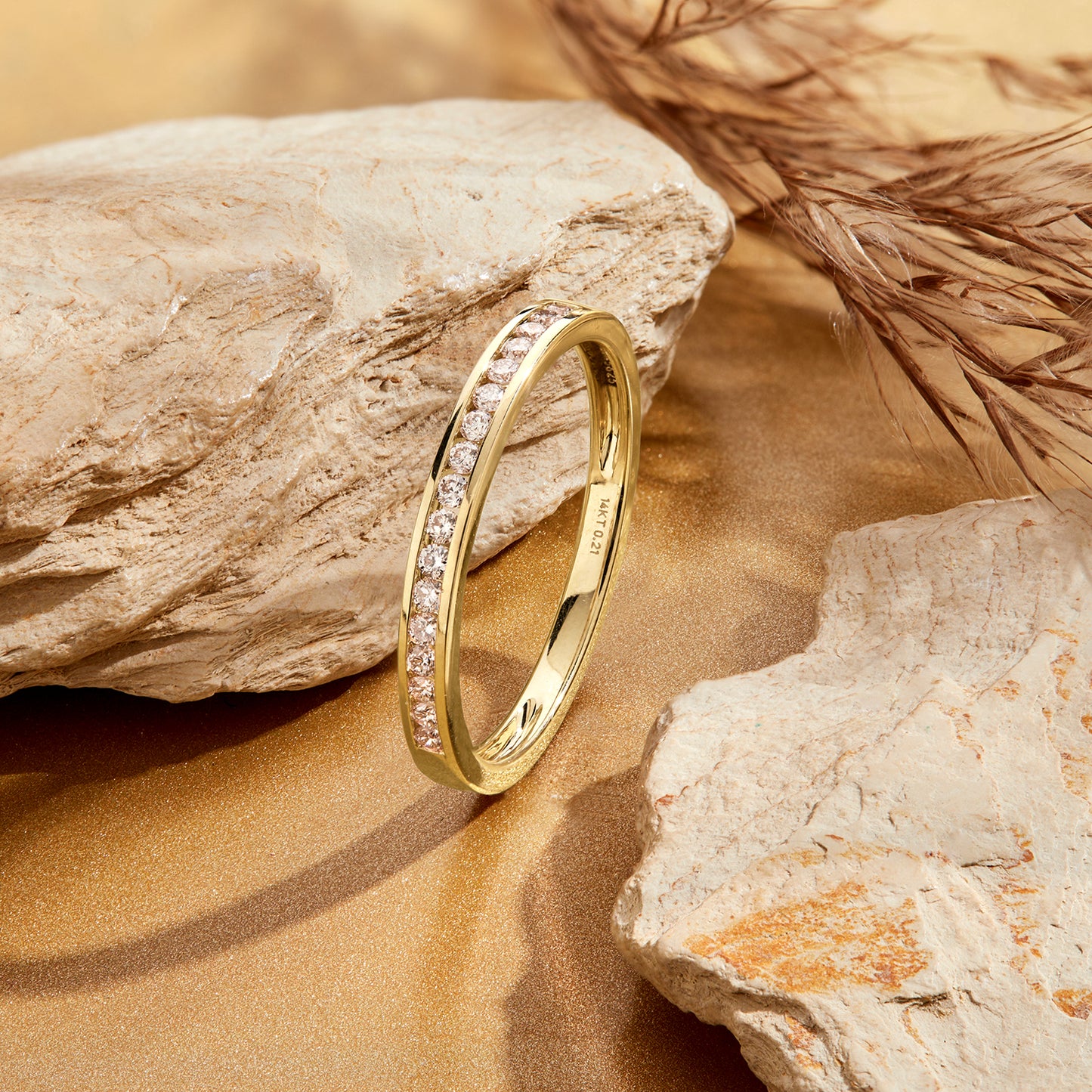 Women’s 0.20 Ct Diamond Half Eternity Stackable Wedding Band in 14K Yellow Gold