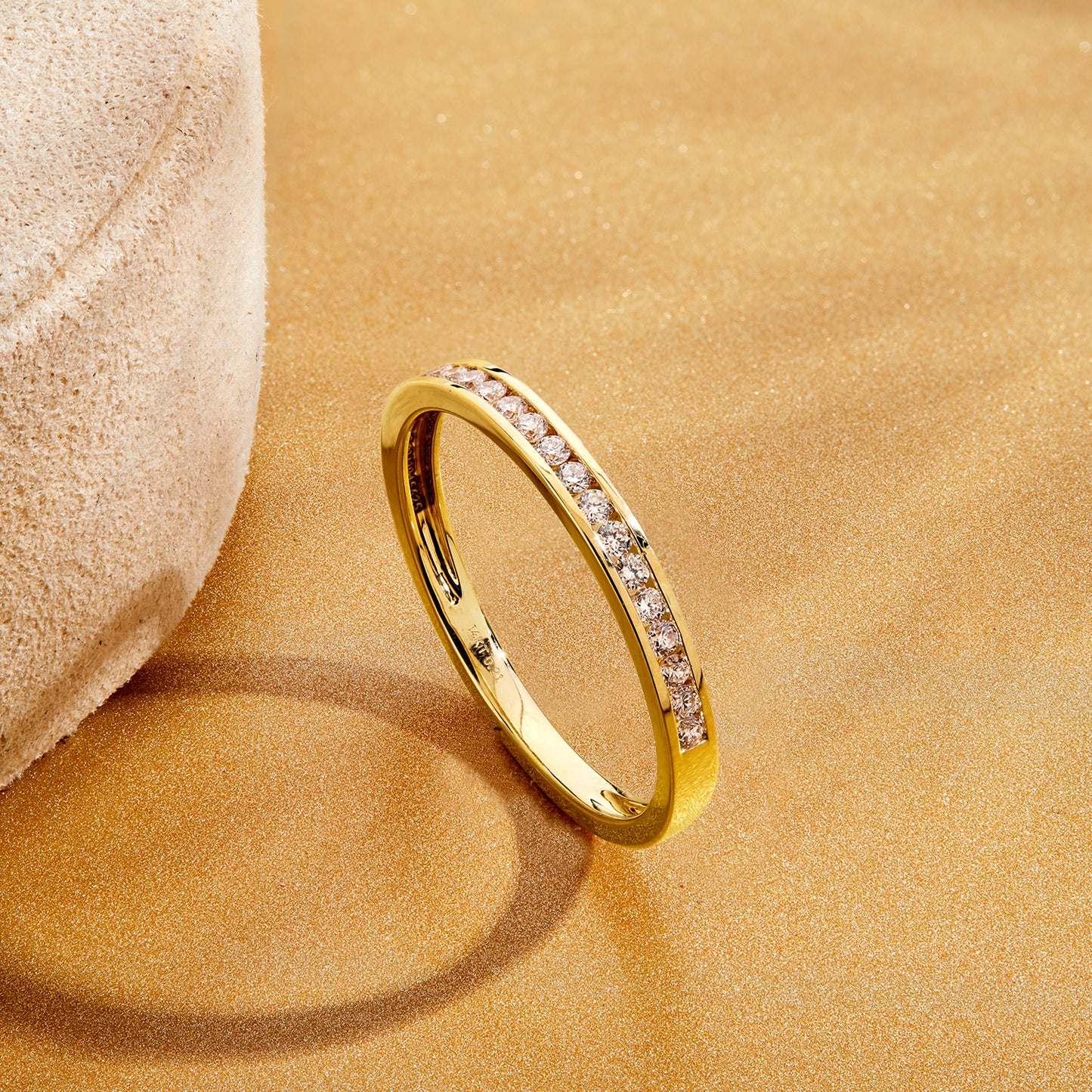 Women’s 0.20 Ct Diamond Half Eternity Stackable Wedding Band in 14K Yellow Gold