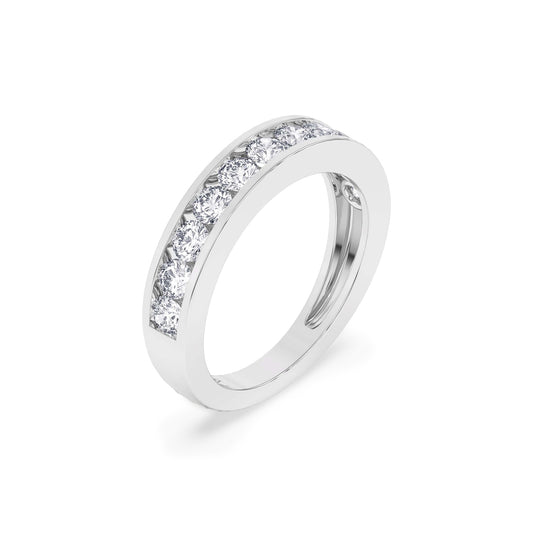 Women’s 1 Ct Diamond Half Eternity Wedding Band in 14K White Gold