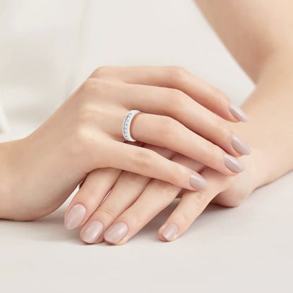 Women’s 1 Ct Diamond Half Eternity Wedding Band in 14K White Gold