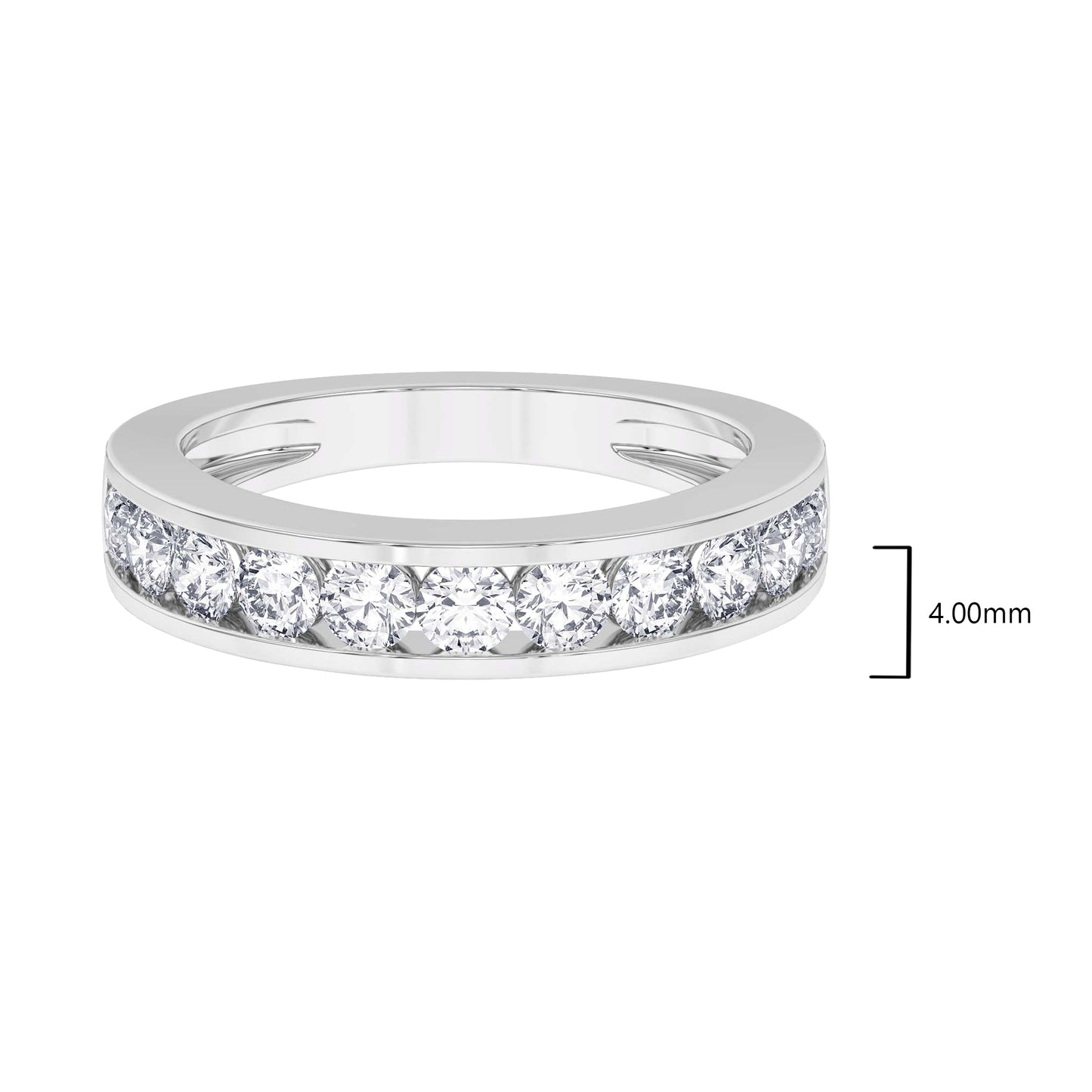 Women’s 1 Ct Diamond Half Eternity Wedding Band in 14K White Gold