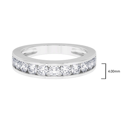 Women’s 1 Ct Diamond Half Eternity Wedding Band in 14K White Gold