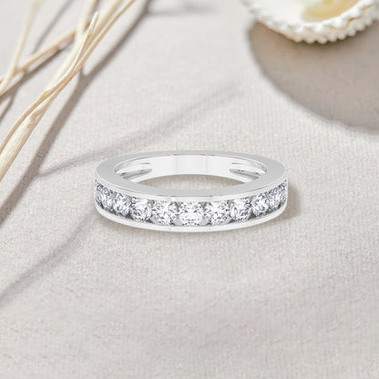 Women’s 1 Ct Diamond Half Eternity Wedding Band in 14K White Gold