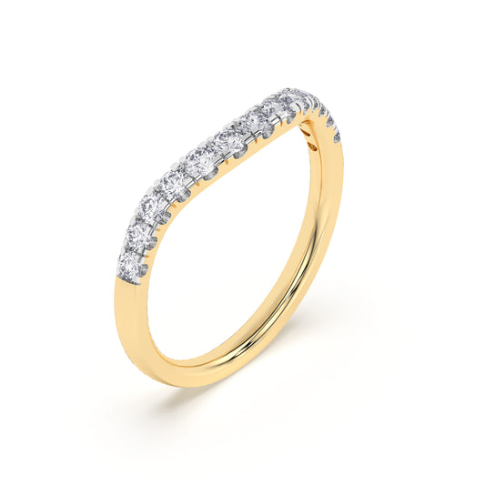 Women’s 0.40 Ct Diamond Curved Shaped Wedding Band in 14K Yellow Gold