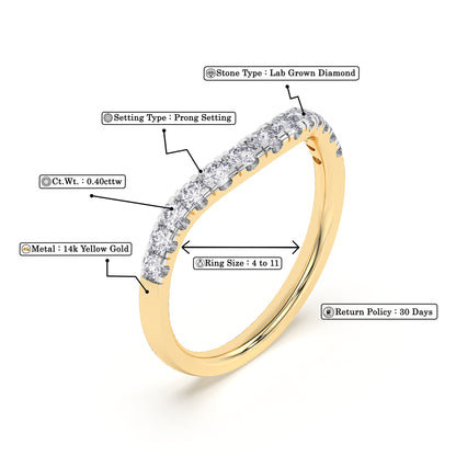 Women’s 0.40 Ct Diamond Curved Shaped Wedding Band in 14K Yellow Gold