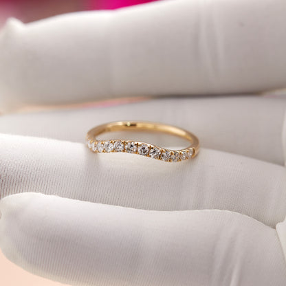 Women’s 0.40 Ct Diamond Curved Shaped Wedding Band in 14K Yellow Gold