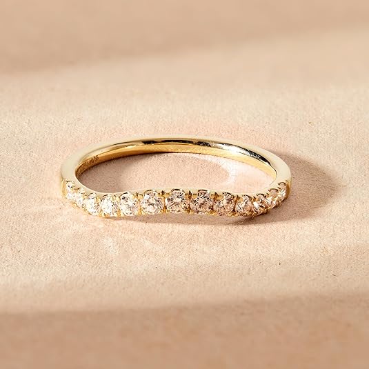 Women’s 0.40 Ct Diamond Curved Shaped Wedding Band in 14K Yellow Gold