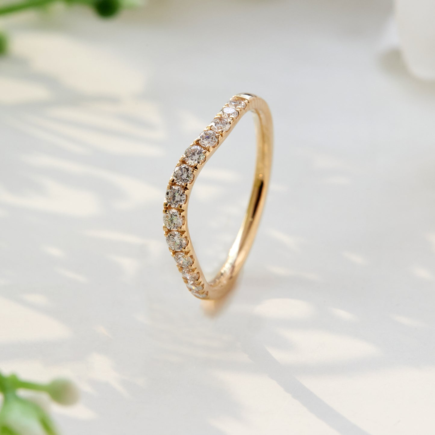 Women’s 0.40 Ct Diamond Curved Shaped Wedding Band in 14K Yellow Gold
