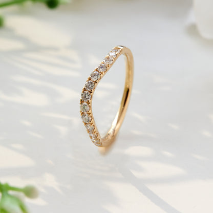 Women’s 0.40 Ct Diamond Curved Shaped Wedding Band in 14K Yellow Gold