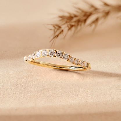 Women’s 0.40 Ct Diamond Curved Shaped Wedding Band in 14K Yellow Gold