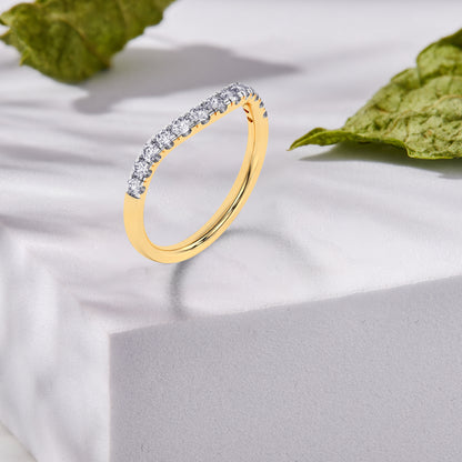 Women’s 0.40 Ct Diamond Curved Shaped Wedding Band in 14K Yellow Gold