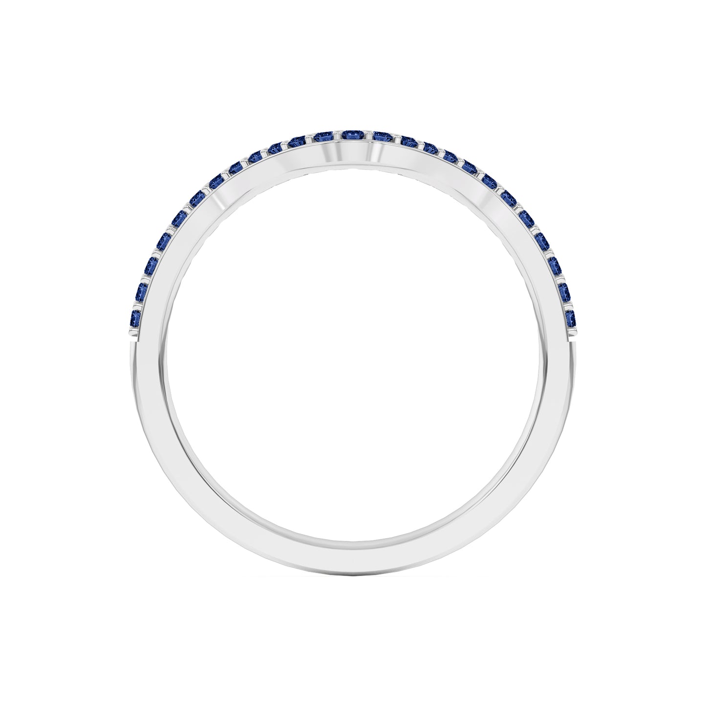 0.15 Ct Natural Blue Sapphire Curved Wedding Band