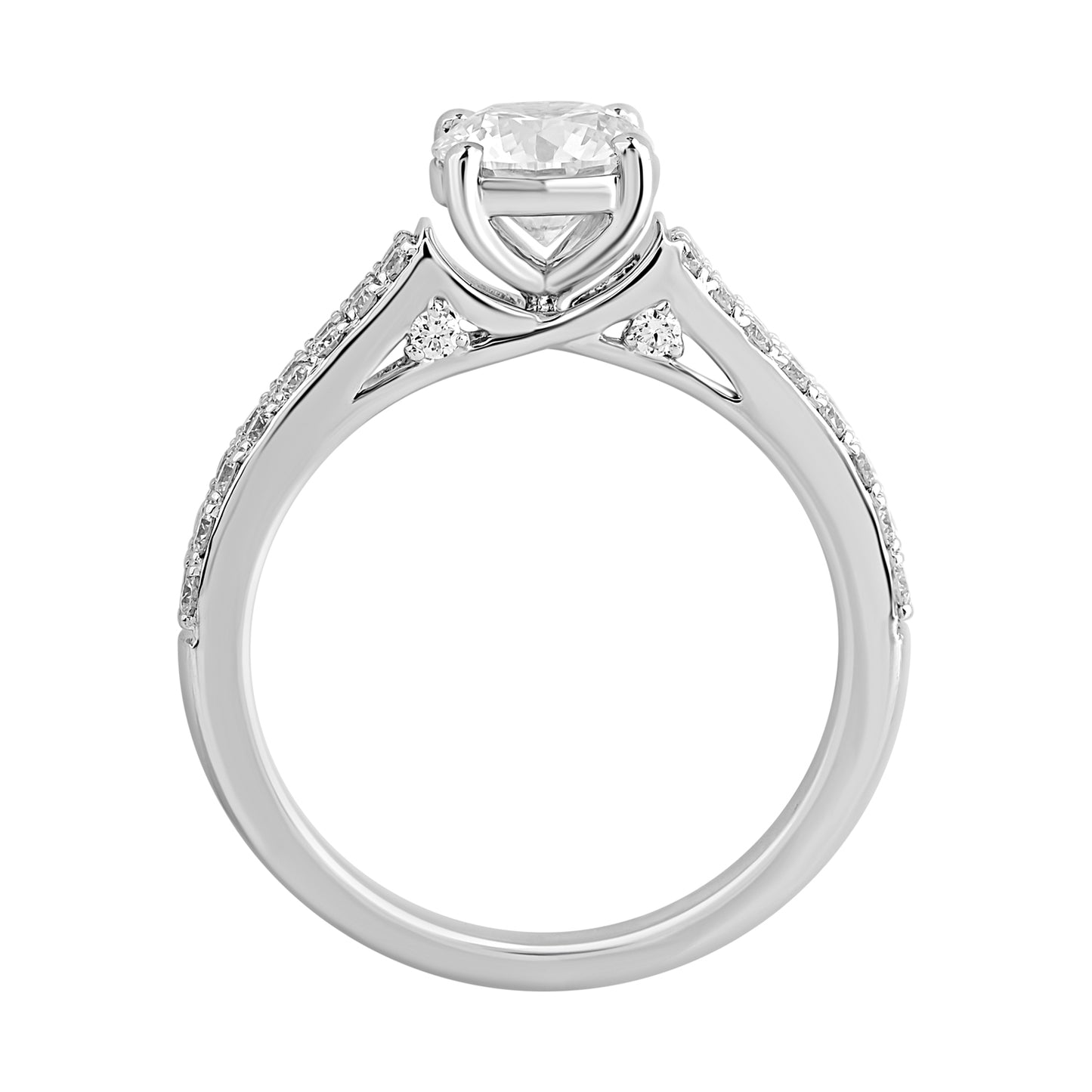 1.45 CT 925 Sterling Silver Solitaire with Accent Women's Engagement Ring