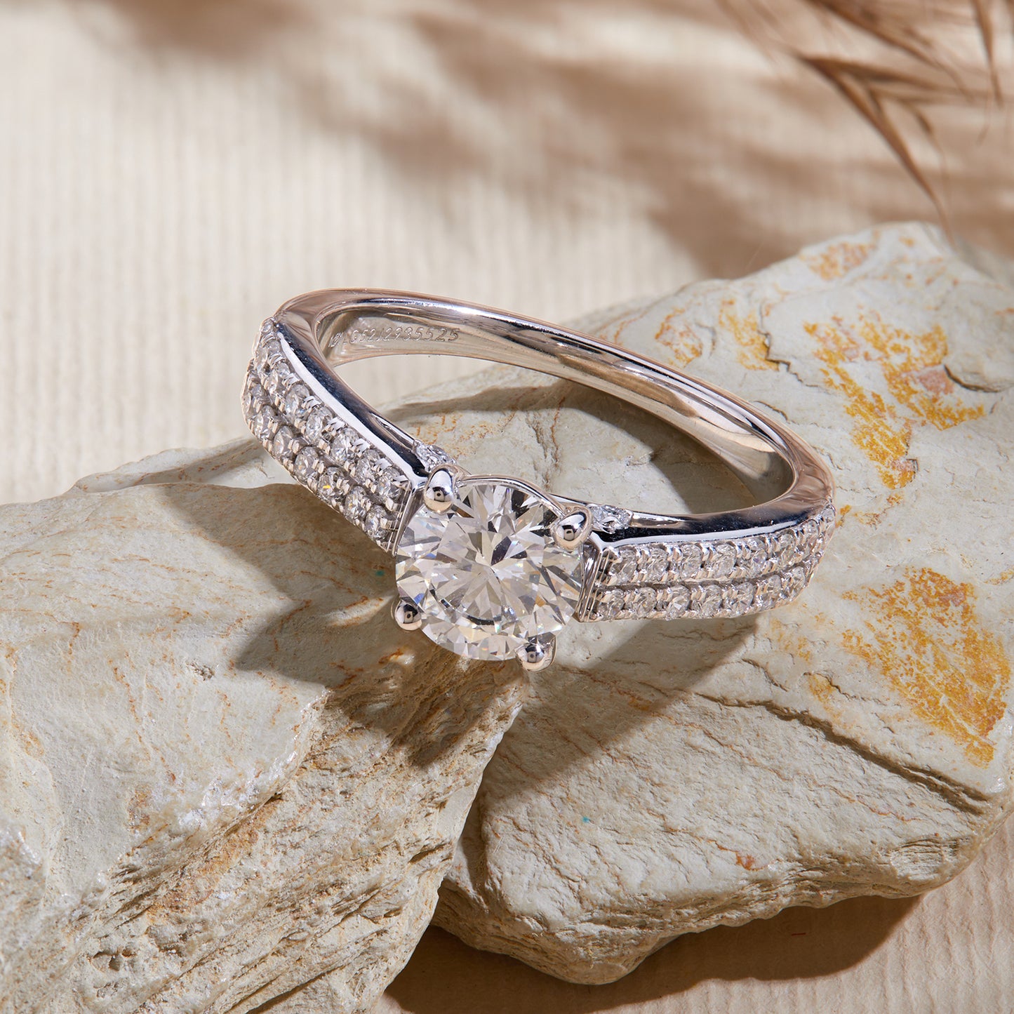 1.45 CT 925 Sterling Silver Solitaire with Accent Women's Engagement Ring