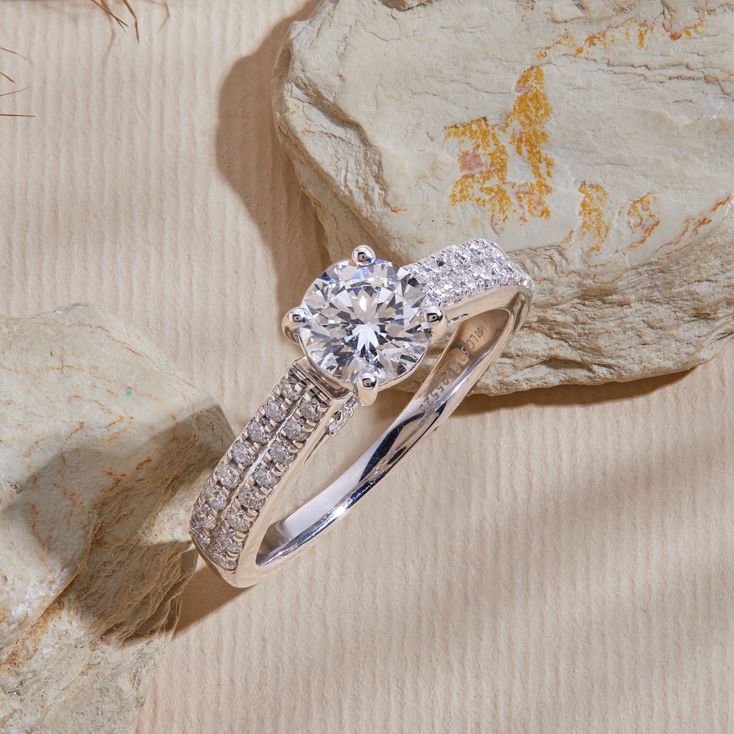 1.45 CT 925 Sterling Silver Solitaire with Accent Women's Engagement Ring