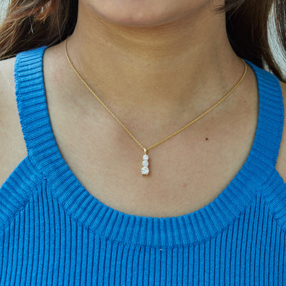 1 Ct Lab Grown Diamond Yellow Gold Plated Journey Ladder Pendant Necklace