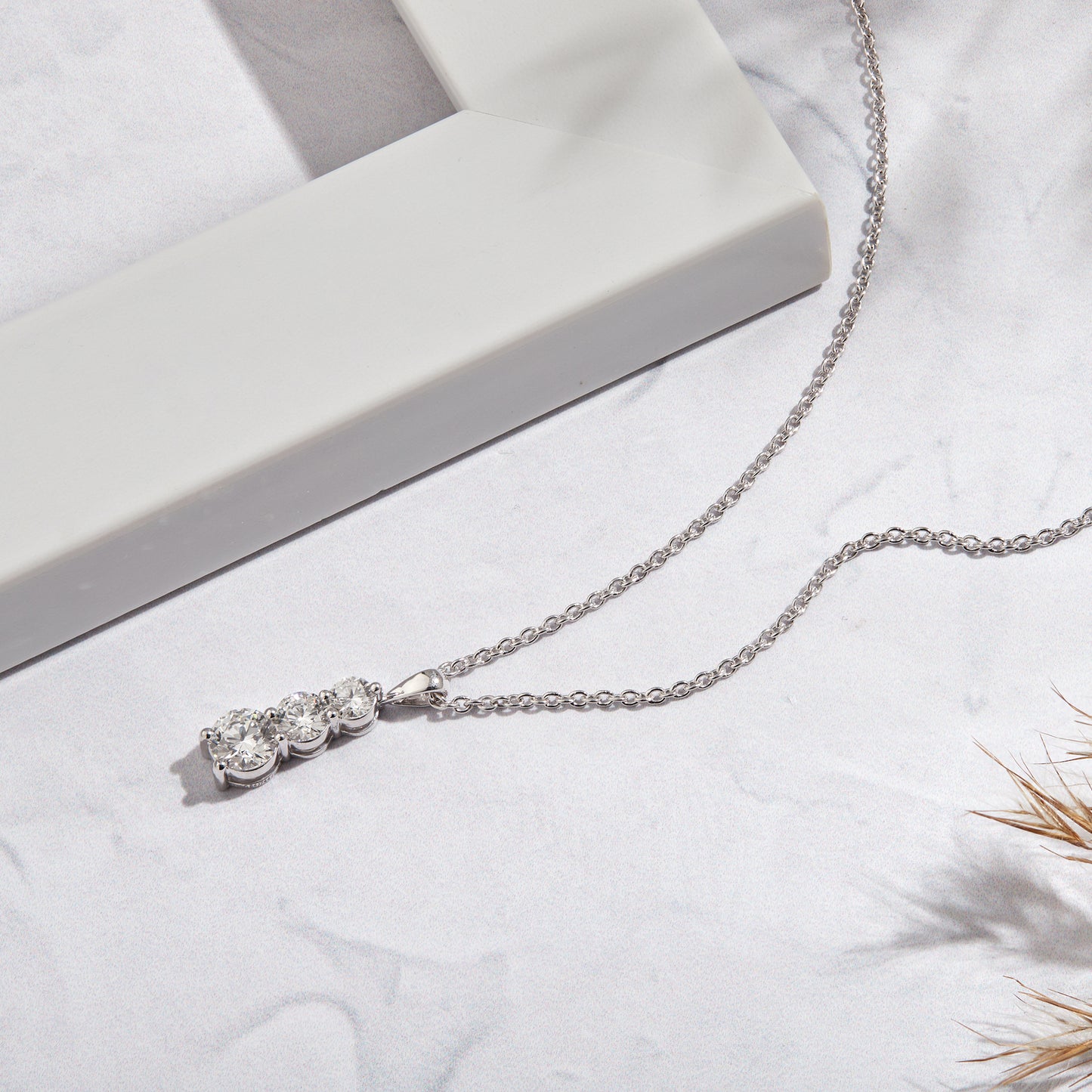 1 Ct Lab Grown Diamond White Gold Plated Journey Ladder Pendant Necklace