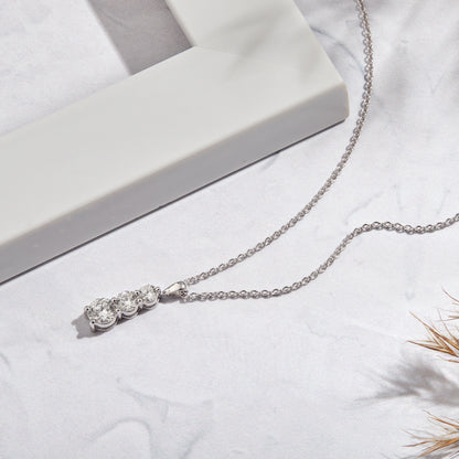 1 Ct Lab Grown Diamond White Gold Plated Journey Ladder Pendant Necklace