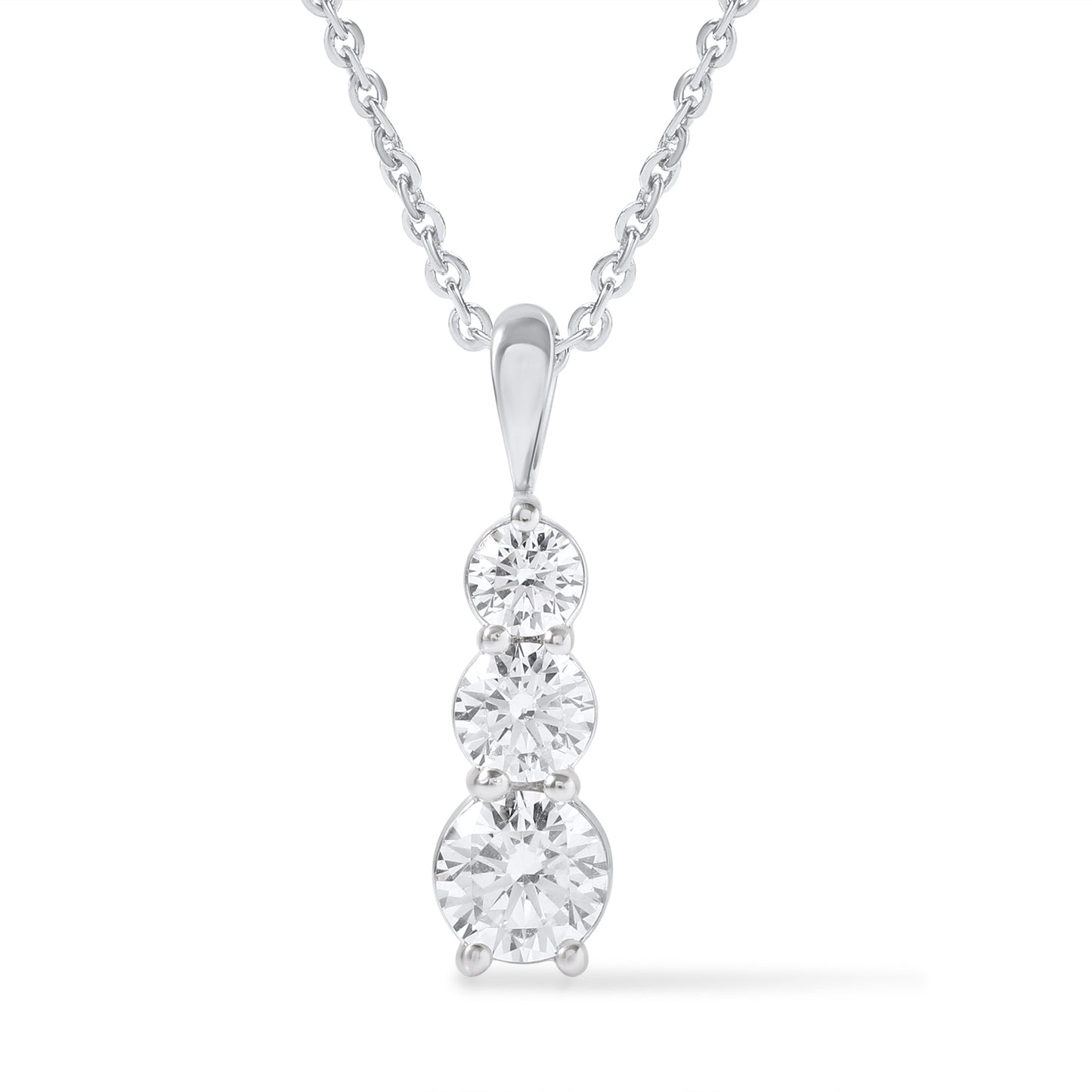 1 Ct Lab Grown Diamond White Gold Plated Journey Ladder Pendant Necklace