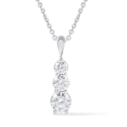 1 Ct Lab Grown Diamond White Gold Plated Journey Ladder Pendant Necklace