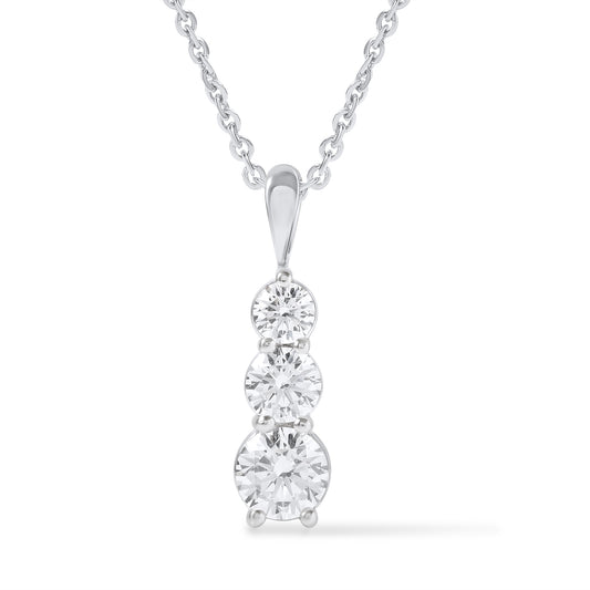 1 Ct Lab Grown Diamond White Gold Plated Journey Ladder Pendant Necklace