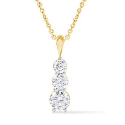 1 Ct Lab Grown Diamond Yellow Gold Plated Journey Ladder Pendant Necklace
