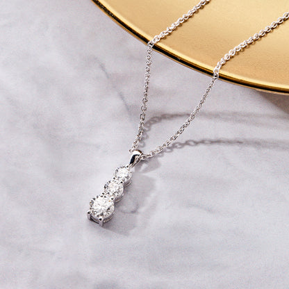 1 Ct Lab Grown Diamond White Gold Plated Journey Ladder Pendant Necklace
