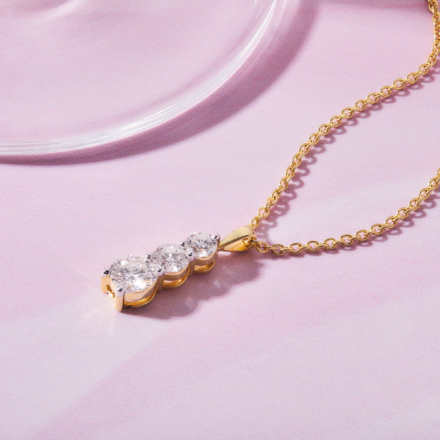 1 Ct Lab Grown Diamond Yellow Gold Plated Journey Ladder Pendant Necklace