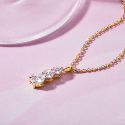 1 Ct Lab Grown Diamond Yellow Gold Plated Journey Ladder Pendant Necklace