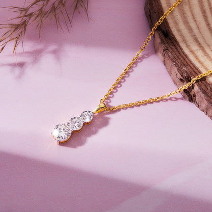 1 Ct Lab Grown Diamond Yellow Gold Plated Journey Ladder Pendant Necklace