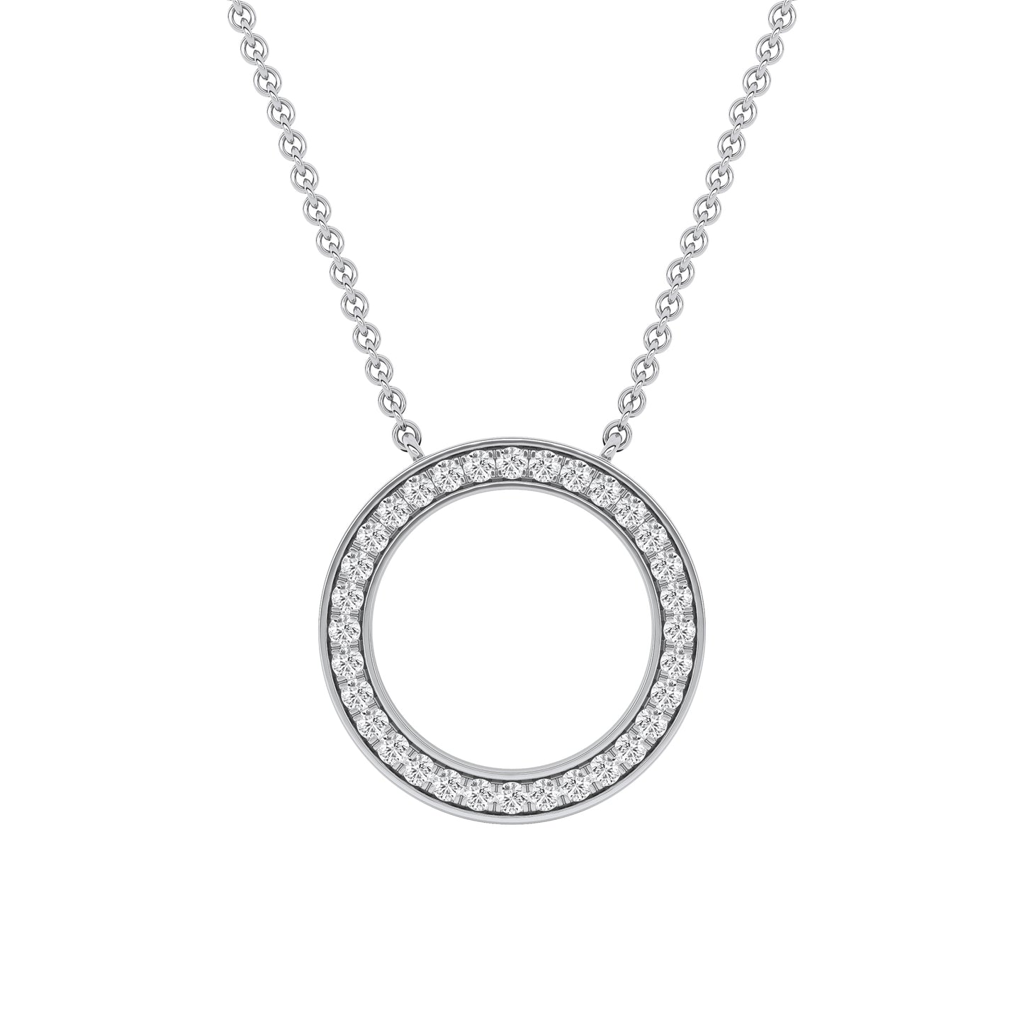 0.32 Ct Lab Grown Diamond Open Circle Pendant Necklace