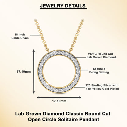 0.32 Ct Lab Grown Diamond Open Circle Pendant Necklace