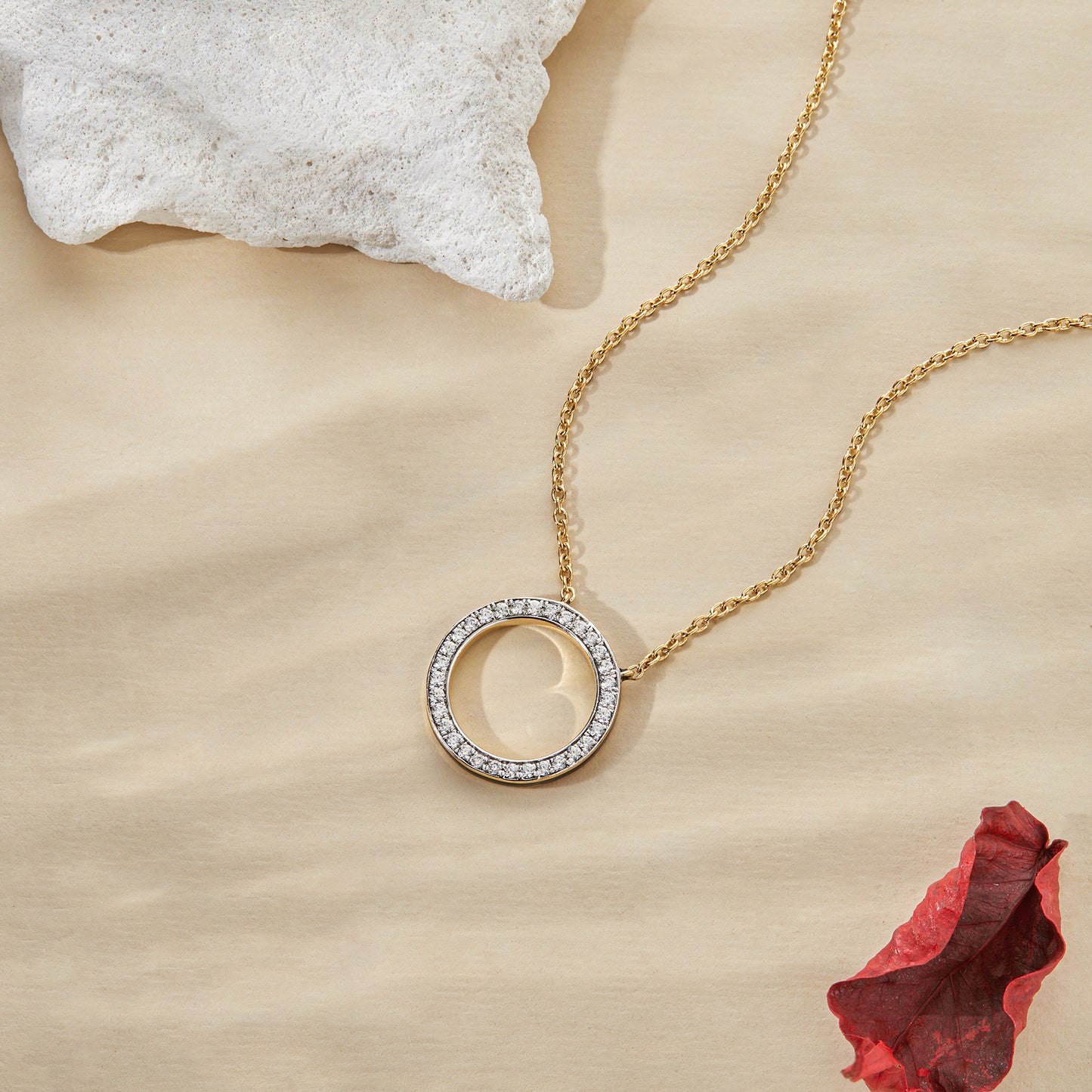 0.32 Ct Lab Grown Diamond Open Circle Pendant Necklace