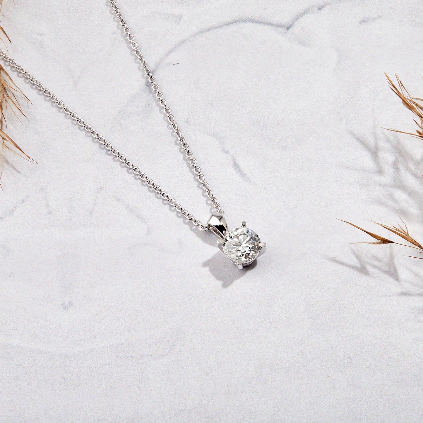 0.5 to 1 Ct Round Cut Lab Grown Diamond Solitaire Pendant Necklace in 14K Gold