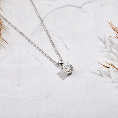 0.5 to 1 Ct Round Cut Lab Grown Diamond Solitaire Pendant Necklace in 14K Gold