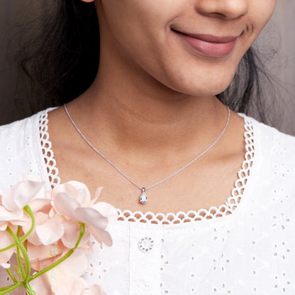 14k Gold 1-0.50 Ct Pear Cut Solitaire Pendant Necklace