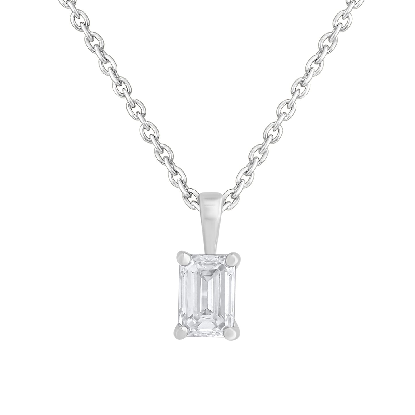 0.50 Ct Emerald Cut Diamond Solitaire Necklace in 14K Gold