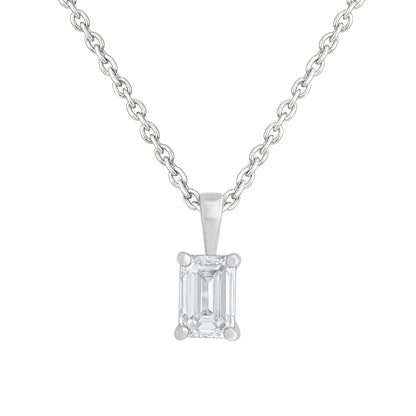 0.50 Ct Emerald Cut Diamond Solitaire Necklace in 14K Gold