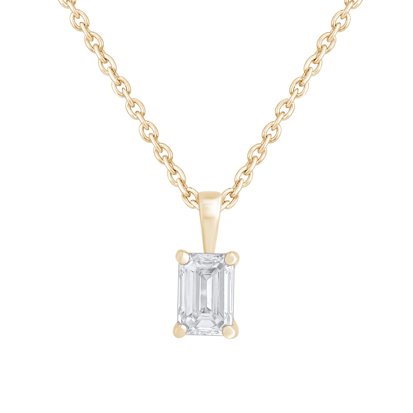 0.50 Ct Emerald Cut Diamond Solitaire Necklace in 14K Gold