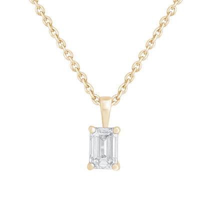 0.50 Ct Emerald Cut Diamond Solitaire Necklace in 14K Gold