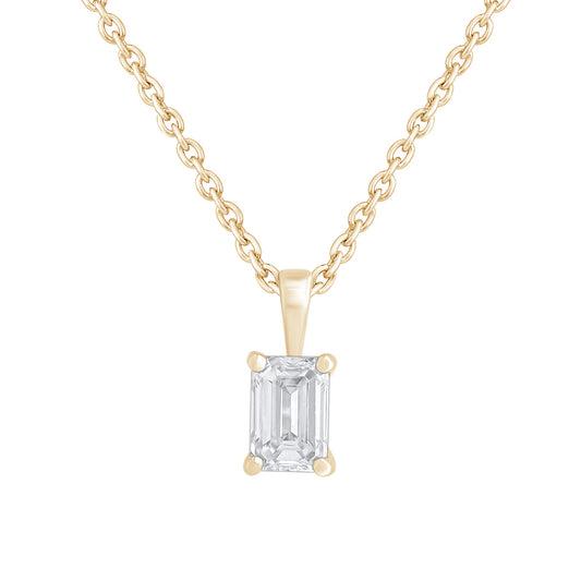 0.50 Ct Emerald Cut Diamond Solitaire Necklace in 14K Gold