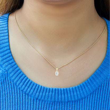 14k Gold 1-0.50 Ct Oval Cut Solitaire Pendant Necklace