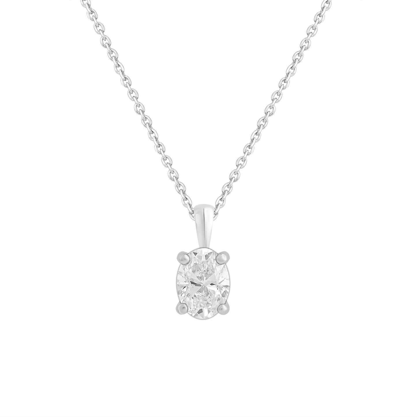 14k Gold 1-0.50 Ct Oval Cut Solitaire Pendant Necklace