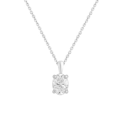14k Gold 1-0.50 Ct Oval Cut Solitaire Pendant Necklace